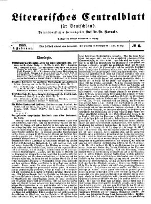 Literarisches Zentralblatt für Deutschland Samstag 6. Februar 1858