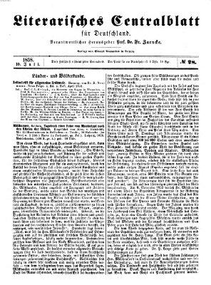 Literarisches Zentralblatt für Deutschland Samstag 10. Juli 1858