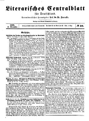 Literarisches Zentralblatt für Deutschland Samstag 11. Dezember 1858