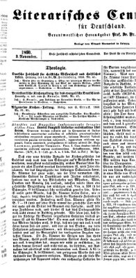 Literarisches Zentralblatt für Deutschland Samstag 3. November 1860