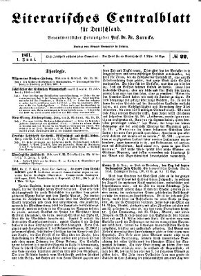 Literarisches Zentralblatt für Deutschland Samstag 1. Juni 1861