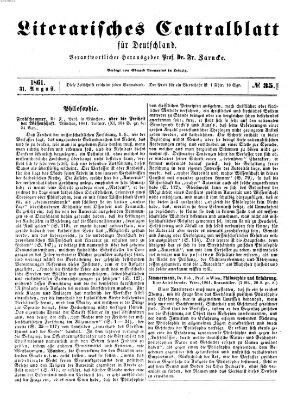 Literarisches Zentralblatt für Deutschland Samstag 31. August 1861