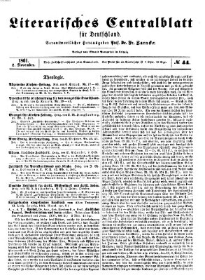 Literarisches Zentralblatt für Deutschland Samstag 2. November 1861