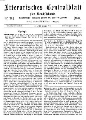 Literarisches Zentralblatt für Deutschland Samstag 28. Juni 1862