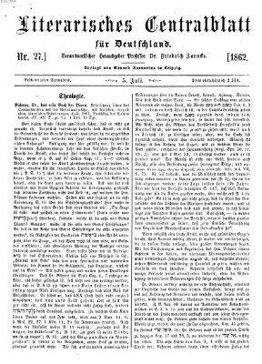 Literarisches Zentralblatt für Deutschland Samstag 5. Juli 1862