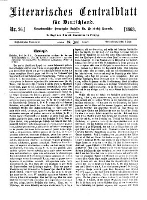 Literarisches Zentralblatt für Deutschland Samstag 27. Juni 1863