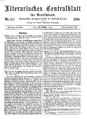 Literarisches Zentralblatt für Deutschland Samstag 28. Oktober 1865