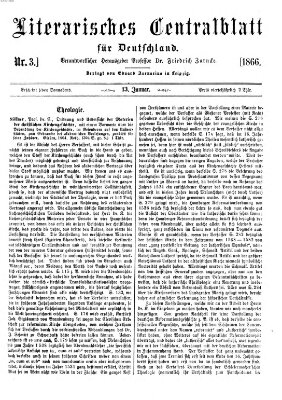 Literarisches Zentralblatt für Deutschland Samstag 13. Januar 1866