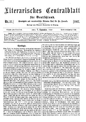 Literarisches Zentralblatt für Deutschland Samstag 7. September 1867