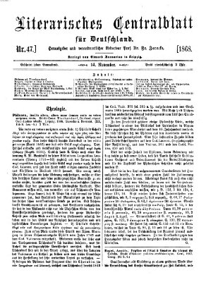 Literarisches Zentralblatt für Deutschland Samstag 14. November 1868