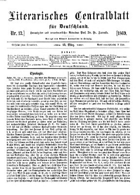 Literarisches Zentralblatt für Deutschland Samstag 13. März 1869
