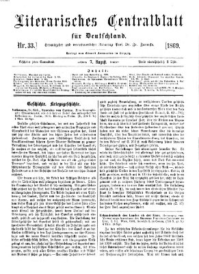 Literarisches Zentralblatt für Deutschland Samstag 7. August 1869