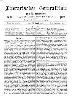 Literarisches Zentralblatt für Deutschland Samstag 21. August 1869