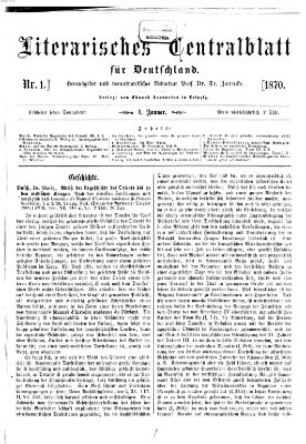 Literarisches Zentralblatt für Deutschland Samstag 1. Januar 1870