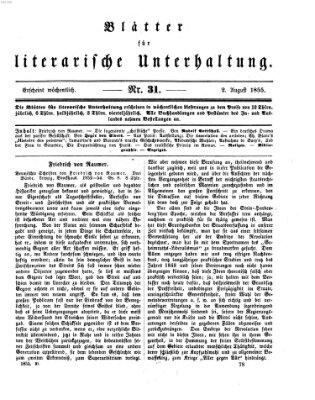 Blätter für literarische Unterhaltung Donnerstag 2. August 1855