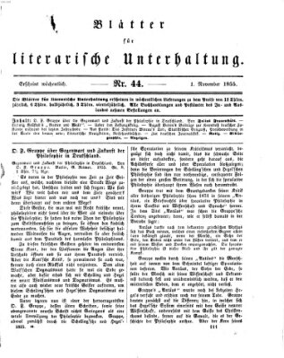Blätter für literarische Unterhaltung Donnerstag 1. November 1855
