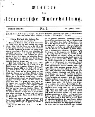 Blätter für literarische Unterhaltung Donnerstag 14. Februar 1856