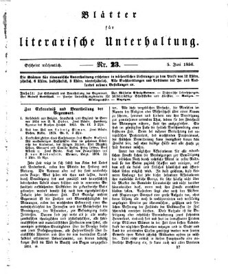Blätter für literarische Unterhaltung Donnerstag 5. Juni 1856