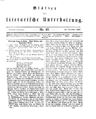 Blätter für literarische Unterhaltung Donnerstag 20. November 1856