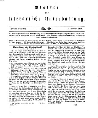 Blätter für literarische Unterhaltung Donnerstag 4. Dezember 1856