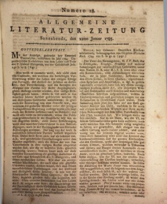 Allgemeine Literatur-Zeitung (Literarisches Zentralblatt für Deutschland) Samstag 22. Januar 1785