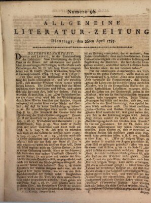 Allgemeine Literatur-Zeitung (Literarisches Zentralblatt für Deutschland) Dienstag 26. April 1785