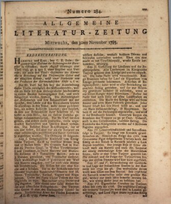 Allgemeine Literatur-Zeitung (Literarisches Zentralblatt für Deutschland) Mittwoch 30. November 1785