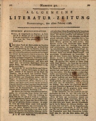 Allgemeine Literatur-Zeitung (Literarisches Zentralblatt für Deutschland) Donnerstag 16. Februar 1786