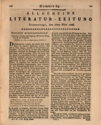 Allgemeine Literatur-Zeitung (Literarisches Zentralblatt für Deutschland) Donnerstag 16. März 1786