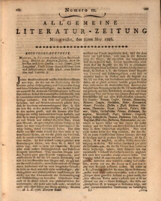 Allgemeine Literatur-Zeitung (Literarisches Zentralblatt für Deutschland) Mittwoch 10. Mai 1786