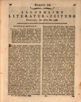 Allgemeine Literatur-Zeitung (Literarisches Zentralblatt für Deutschland) Dienstag 16. Mai 1786
