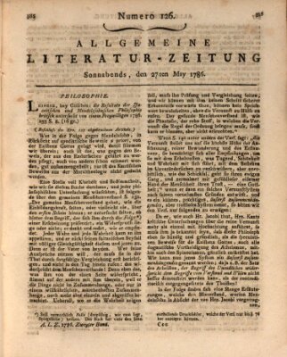 Allgemeine Literatur-Zeitung (Literarisches Zentralblatt für Deutschland) Samstag 27. Mai 1786