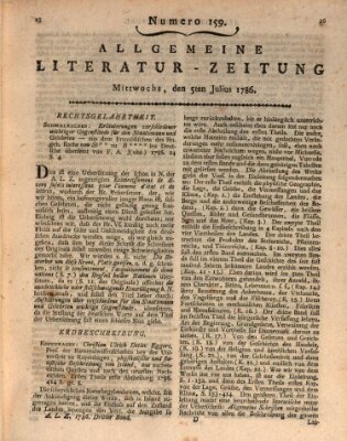 Allgemeine Literatur-Zeitung (Literarisches Zentralblatt für Deutschland) Mittwoch 5. Juli 1786