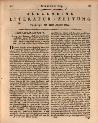 Allgemeine Literatur-Zeitung (Literarisches Zentralblatt für Deutschland) Freitag 25. August 1786