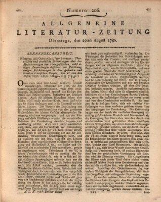 Allgemeine Literatur-Zeitung (Literarisches Zentralblatt für Deutschland) Dienstag 29. August 1786