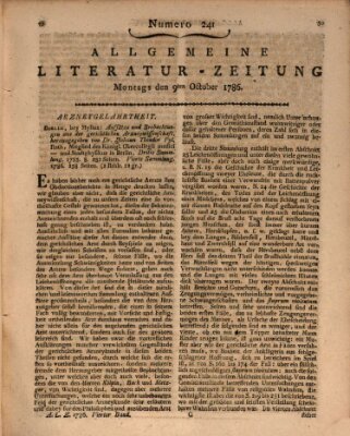 Allgemeine Literatur-Zeitung (Literarisches Zentralblatt für Deutschland) Montag 9. Oktober 1786