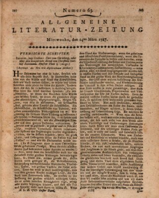 Allgemeine Literatur-Zeitung (Literarisches Zentralblatt für Deutschland) Mittwoch 14. März 1787