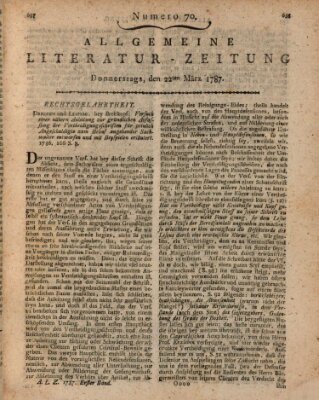Allgemeine Literatur-Zeitung (Literarisches Zentralblatt für Deutschland) Donnerstag 22. März 1787