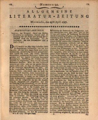 Allgemeine Literatur-Zeitung (Literarisches Zentralblatt für Deutschland) Mittwoch 25. April 1787