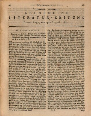 Allgemeine Literatur-Zeitung (Literarisches Zentralblatt für Deutschland) Donnerstag 23. August 1787