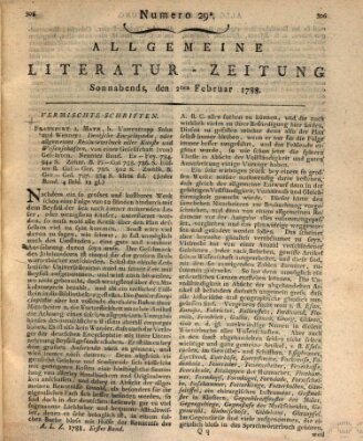 Allgemeine Literatur-Zeitung (Literarisches Zentralblatt für Deutschland) Samstag 2. Februar 1788