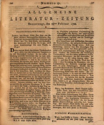 Allgemeine Literatur-Zeitung (Literarisches Zentralblatt für Deutschland) Donnerstag 28. Februar 1788