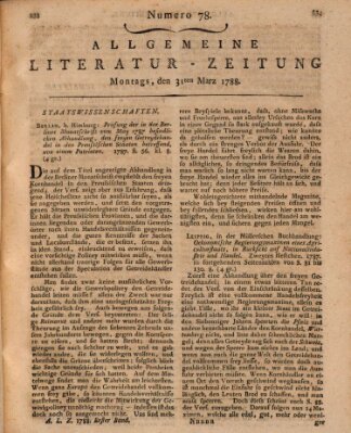 Allgemeine Literatur-Zeitung (Literarisches Zentralblatt für Deutschland) Montag 31. März 1788