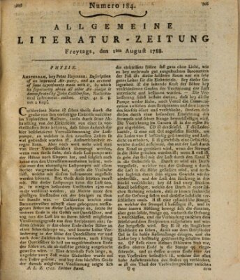 Allgemeine Literatur-Zeitung (Literarisches Zentralblatt für Deutschland) Freitag 1. August 1788