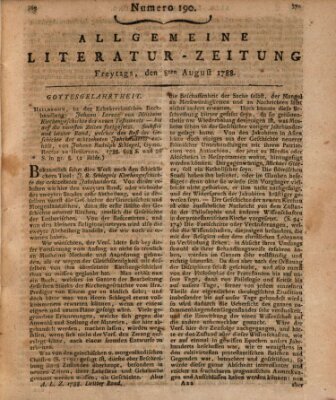 Allgemeine Literatur-Zeitung (Literarisches Zentralblatt für Deutschland) Freitag 8. August 1788