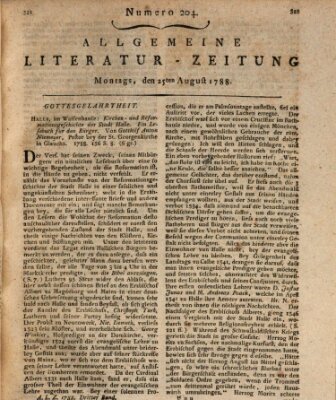 Allgemeine Literatur-Zeitung (Literarisches Zentralblatt für Deutschland) Montag 25. August 1788