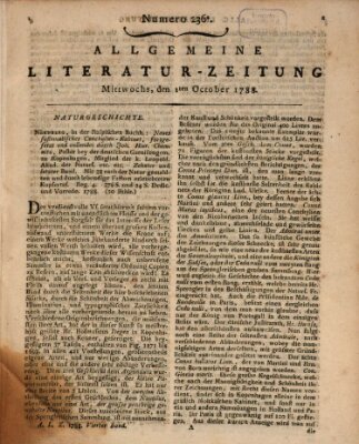 Allgemeine Literatur-Zeitung (Literarisches Zentralblatt für Deutschland) Mittwoch 1. Oktober 1788