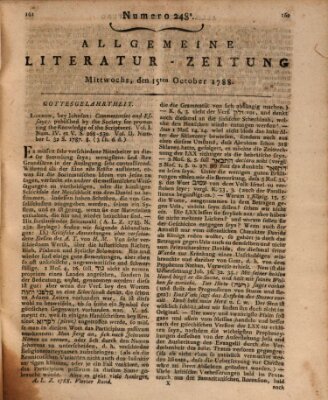 Allgemeine Literatur-Zeitung (Literarisches Zentralblatt für Deutschland) Mittwoch 15. Oktober 1788