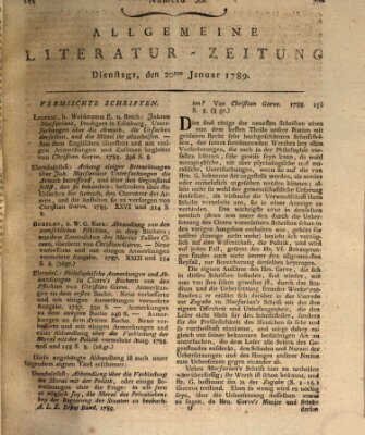 Allgemeine Literatur-Zeitung (Literarisches Zentralblatt für Deutschland) Dienstag 20. Januar 1789