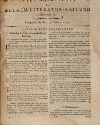 Allgemeine Literatur-Zeitung (Literarisches Zentralblatt für Deutschland) Samstag 14. März 1789
